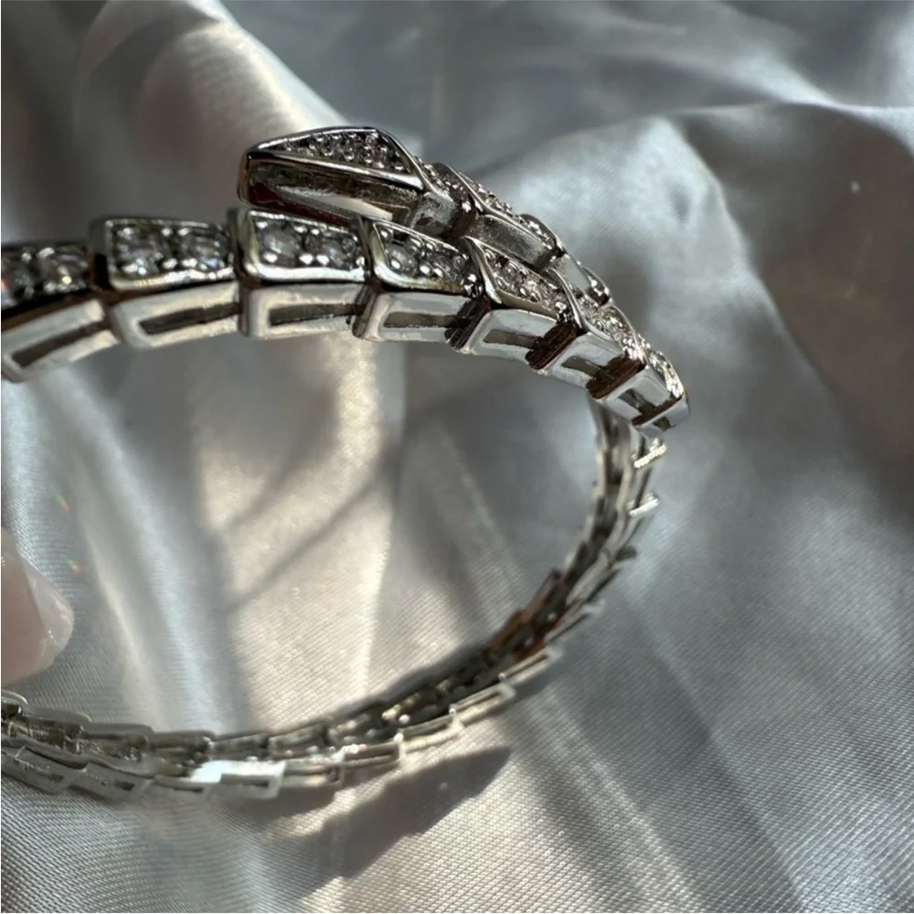 Serpentine serpent snake zircon Silver Women's Bracelet - Picture 3 of 9